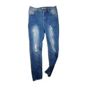 AQ Jeans Cropped Denim Women's Size 11 Blue High Rise 5-Pocket Fringed 30x30